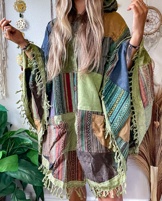 BERKELEY HOODED PONCHO - FOREST