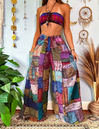 WOODLAND WIDE LEG TROUSERS - BERRY