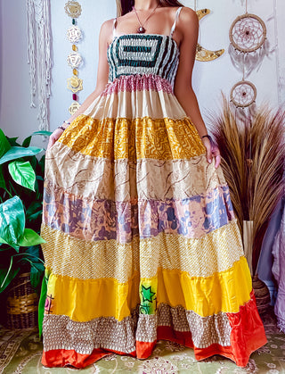 PATCHWORK TIERED DRESS