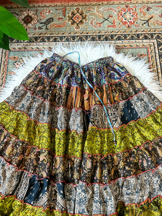 PATCHWORK TIERED SKIRT