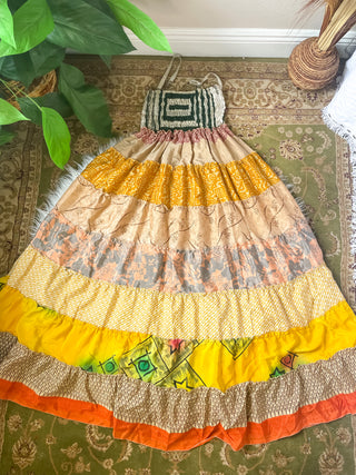 PATCHWORK TIERED DRESS