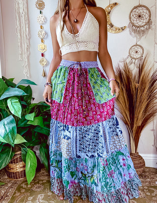 ELEANOR PATCHED TIERED SKIRT