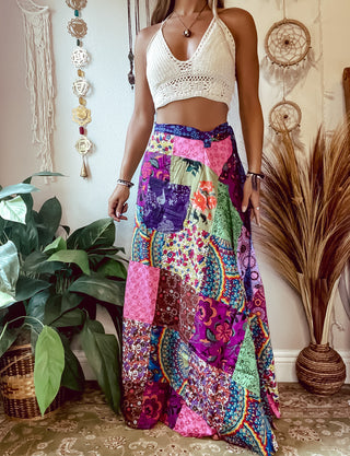 PATCHWORK WRAP SKIRT