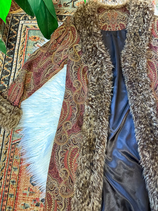 PAISLEY FUR TRIM COAT