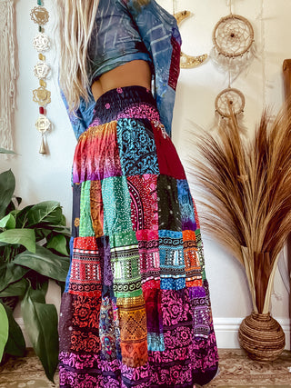 SMOCKED PATCHWORK SKIRT