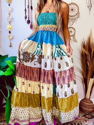 PATCHWORK TIERED DRESS