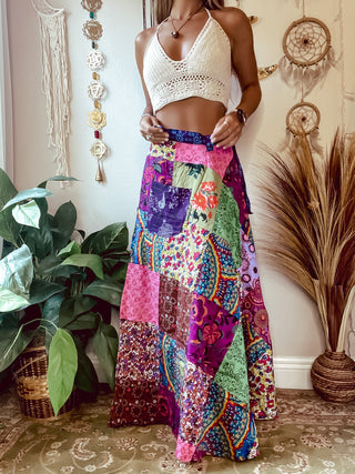 PATCHWORK WRAP SKIRT