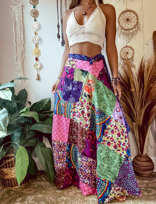 PATCHWORK WRAP SKIRT