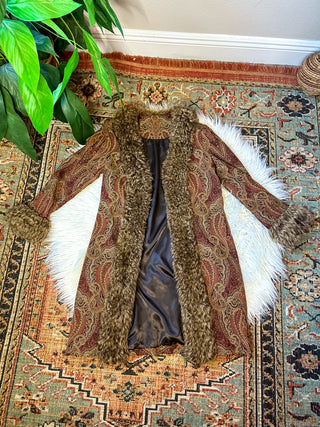 PAISLEY FUR TRIM COAT