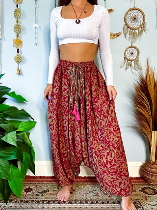 SILK DROP CROTCH HAREM TROUSERS