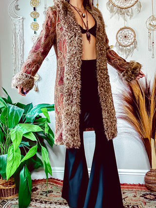 PAISLEY FUR TRIM COAT