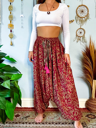 SILK DROP CROTCH HAREM TROUSERS