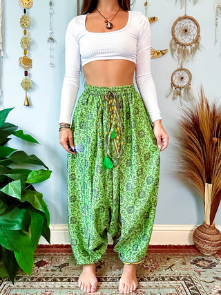 SILK DROP CROTCH HAREM TROUSERS