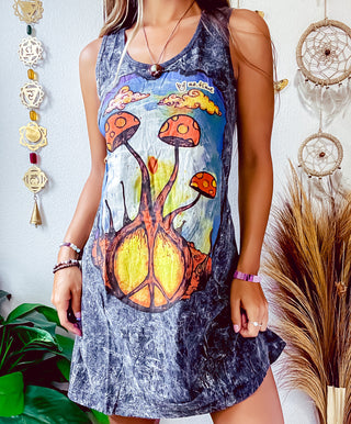 BY NO TIME PEACE & SHROOMS DRESS - BLACK