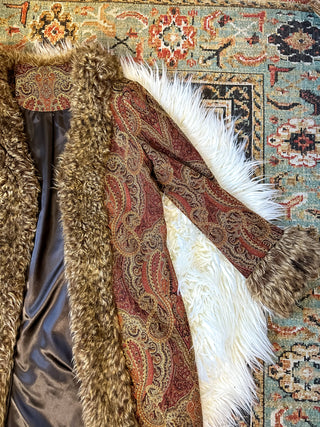 PAISLEY FUR TRIM COAT