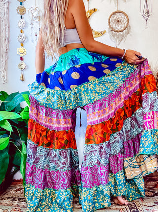 PATCHWORK TIERED PANTS