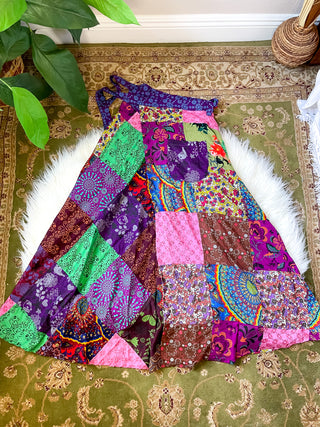 PATCHWORK WRAP SKIRT