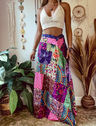 PATCHWORK WRAP SKIRT