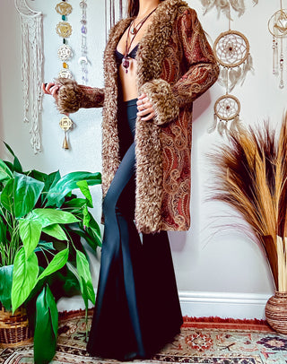 PAISLEY FUR TRIM COAT