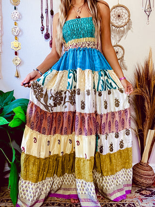 PATCHWORK TIERED DRESS