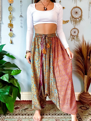 SILK DROP CROTCH HAREM TROUSERS