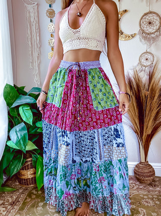 ELEANOR PATCHED TIERED SKIRT